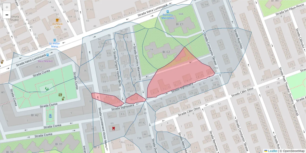 Hartă a codului poștal  și a codurilor poștale învecinate