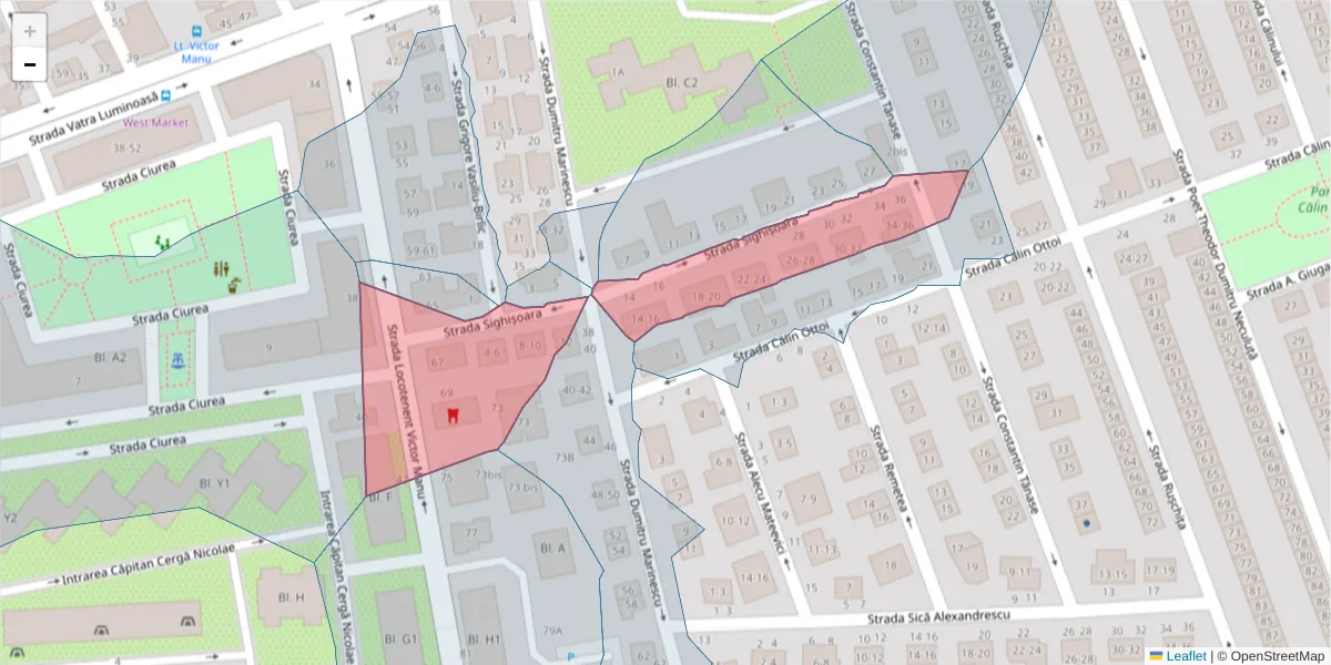 Hartă a codului poștal  și a codurilor poștale învecinate