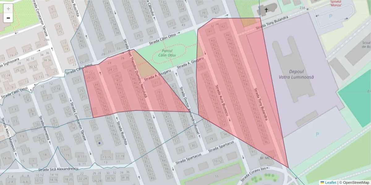 Hartă a codului poștal  și a codurilor poștale învecinate