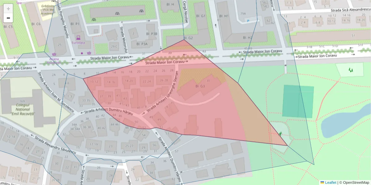 Hartă a codului poștal  și a codurilor poștale învecinate
