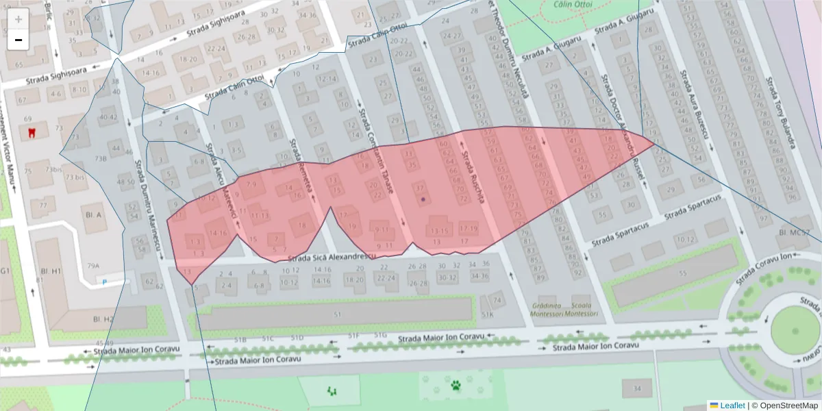 Hartă a codului poștal  și a codurilor poștale învecinate