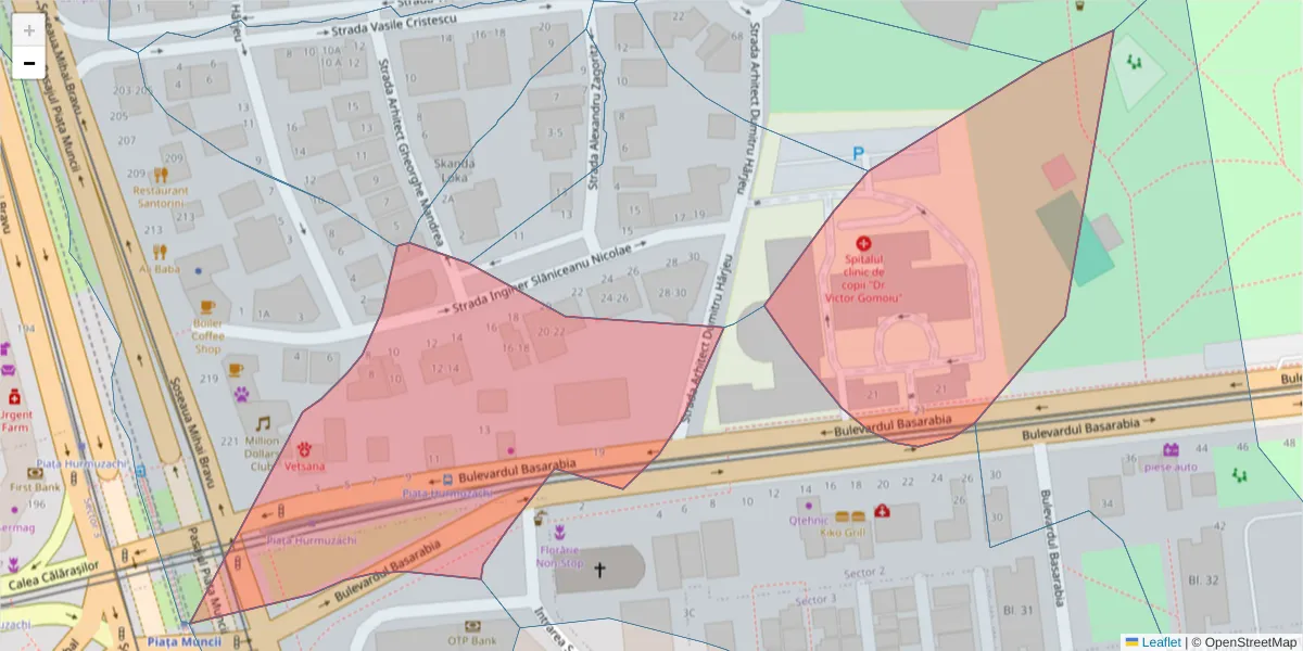 Hartă a codului poștal  și a codurilor poștale învecinate
