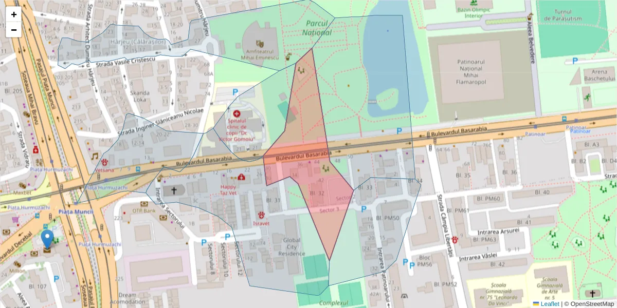 Hartă a codului poștal  și a codurilor poștale învecinate