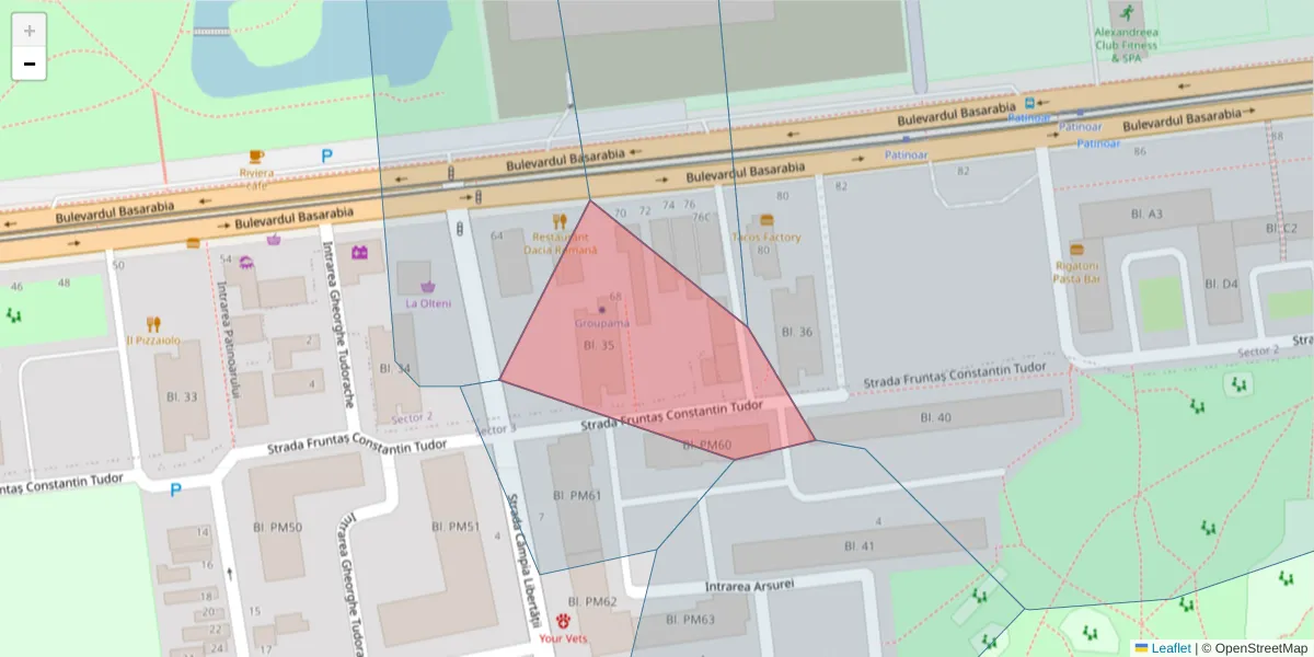 Hartă a codului poștal  și a codurilor poștale învecinate