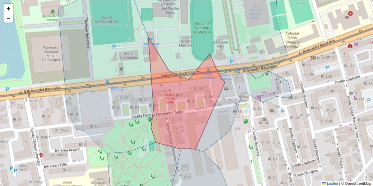 Hartă a codului poștal  și a codurilor poștale învecinate