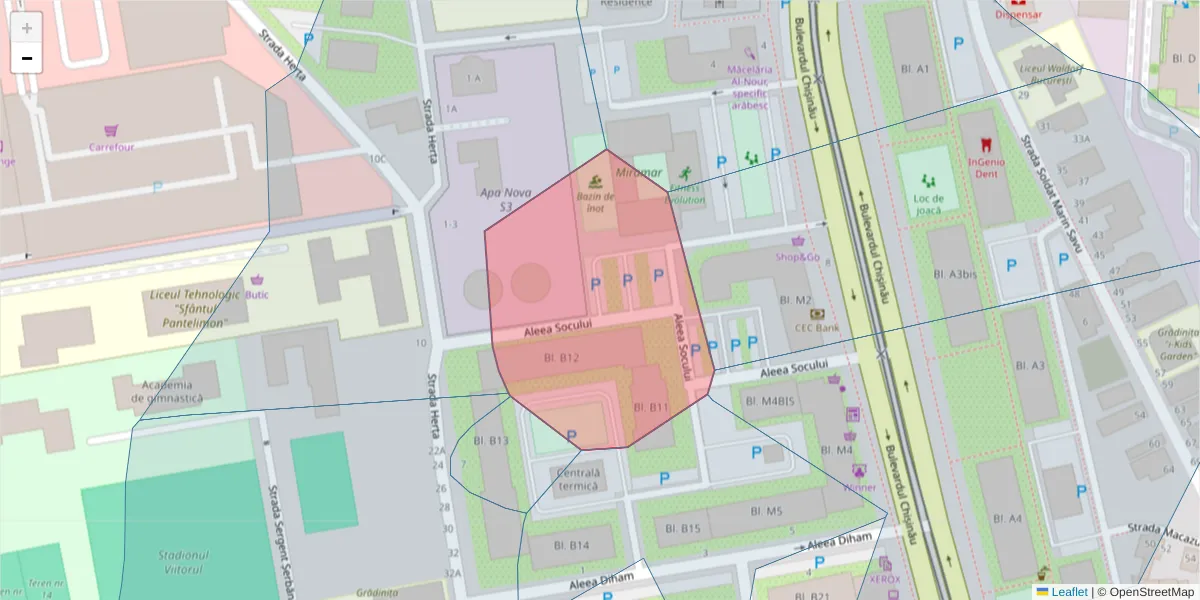 Hartă a codului poștal  și a codurilor poștale învecinate