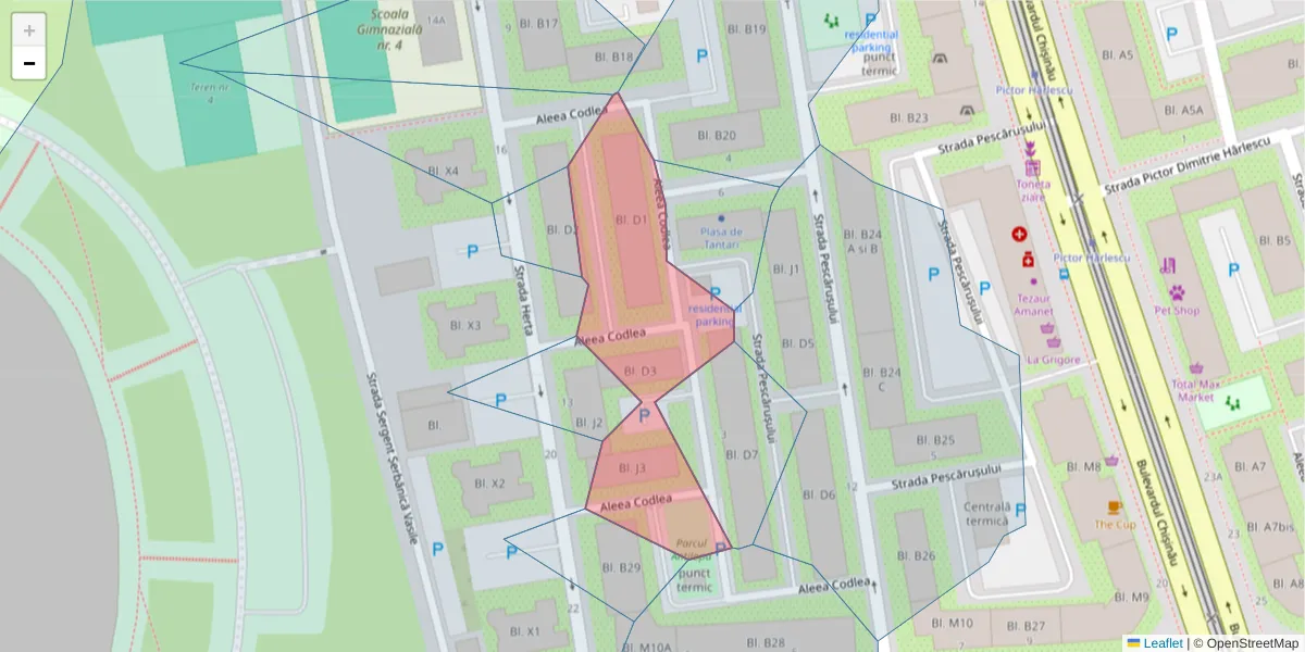 Hartă a codului poștal  și a codurilor poștale învecinate