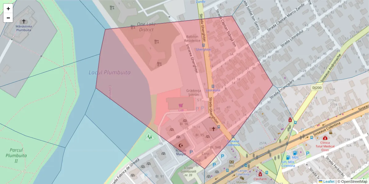 Hartă a codului poștal  și a codurilor poștale învecinate