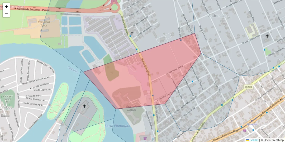 Hartă a codului poștal  și a codurilor poștale învecinate