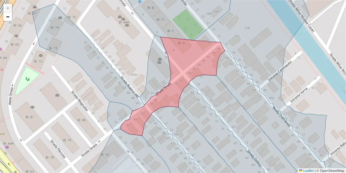 Hartă a codului poștal  și a codurilor poștale învecinate