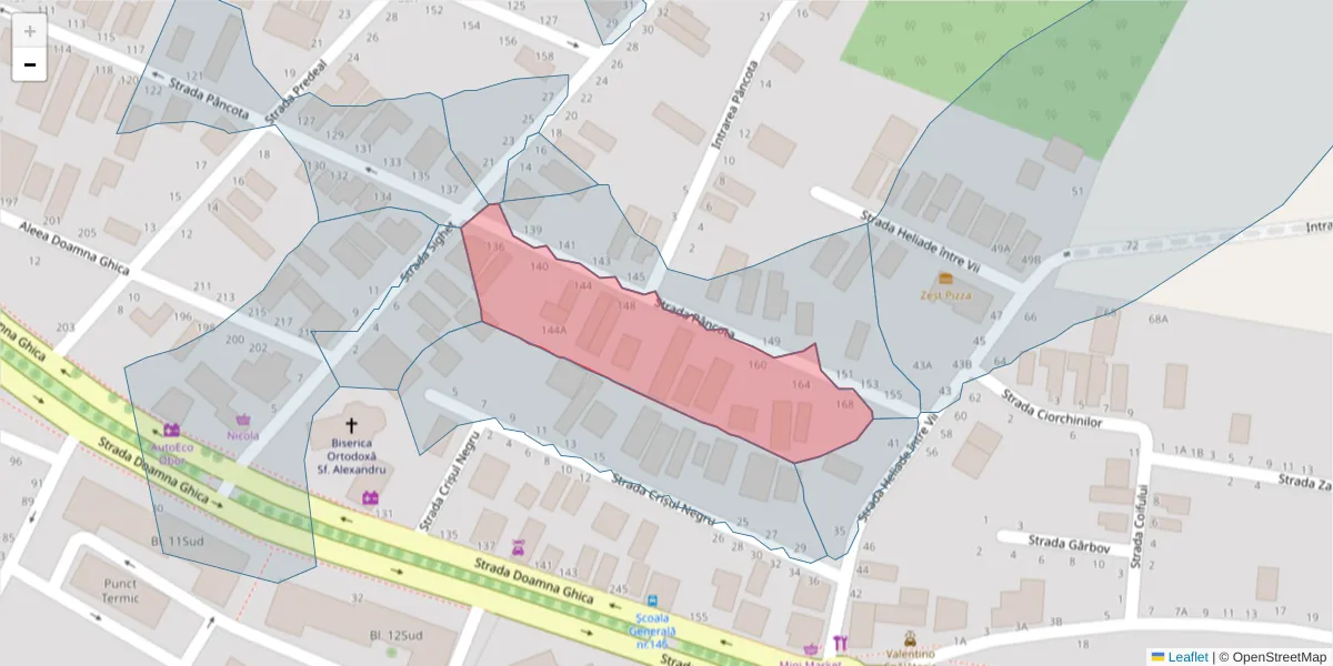 Hartă a codului poștal  și a codurilor poștale învecinate