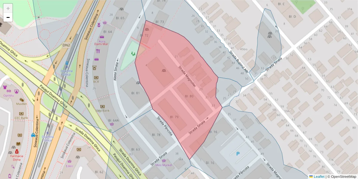 Hartă a codului poștal  și a codurilor poștale învecinate