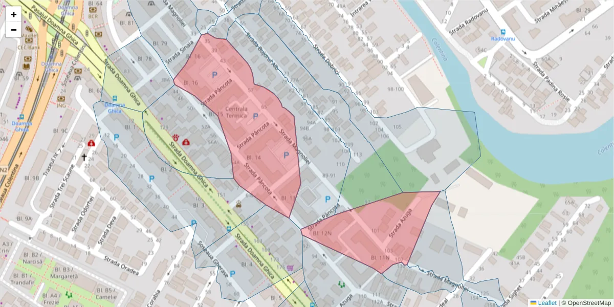 Hartă a codului poștal  și a codurilor poștale învecinate