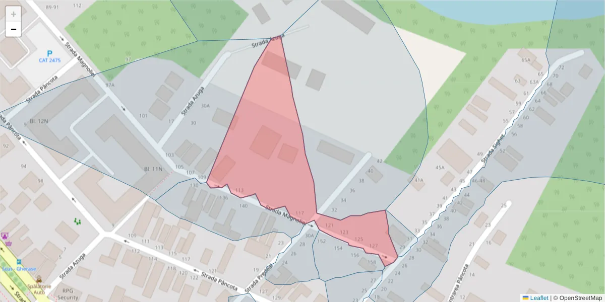 Hartă a codului poștal  și a codurilor poștale învecinate