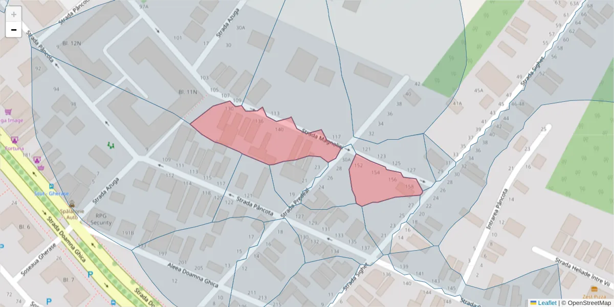 Hartă a codului poștal  și a codurilor poștale învecinate