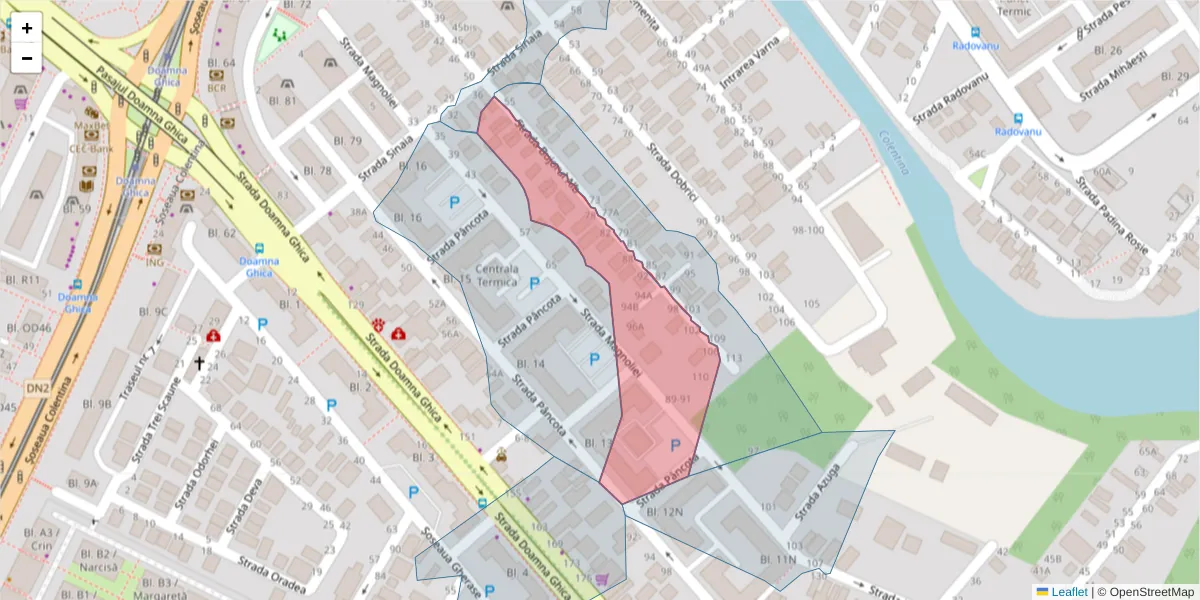 Hartă a codului poștal  și a codurilor poștale învecinate