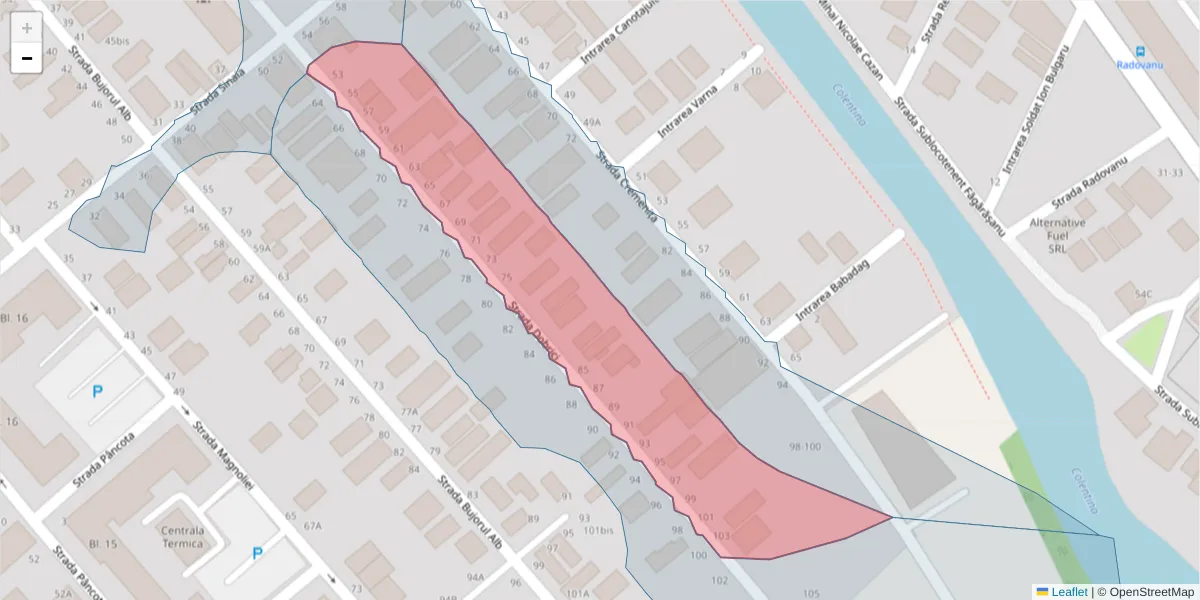 Hartă a codului poștal  și a codurilor poștale învecinate