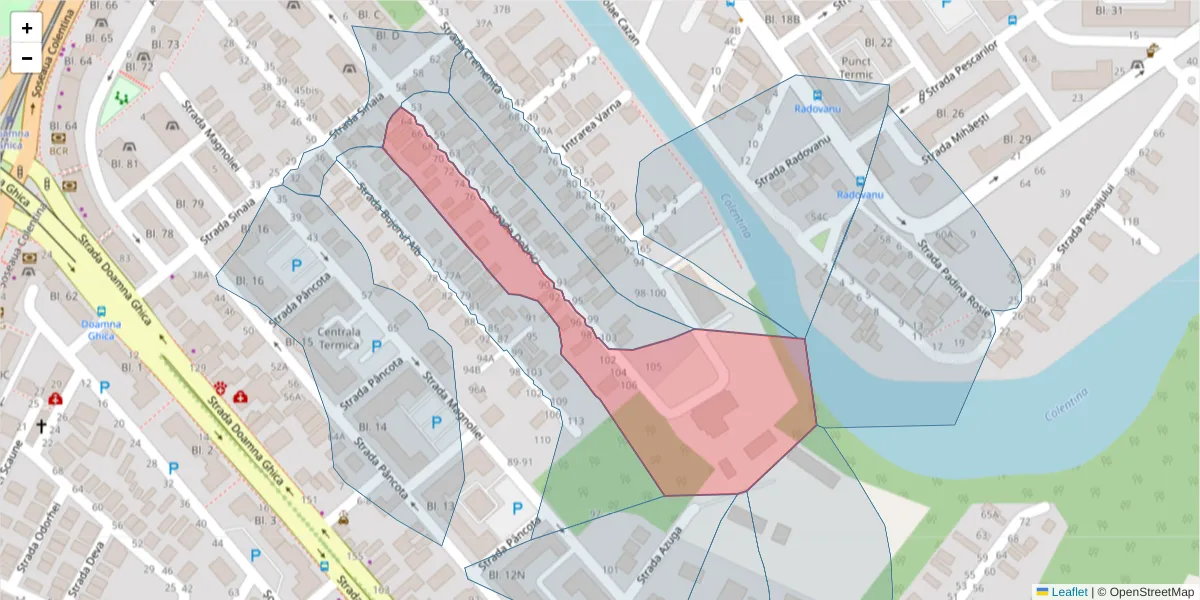 Hartă a codului poștal  și a codurilor poștale învecinate