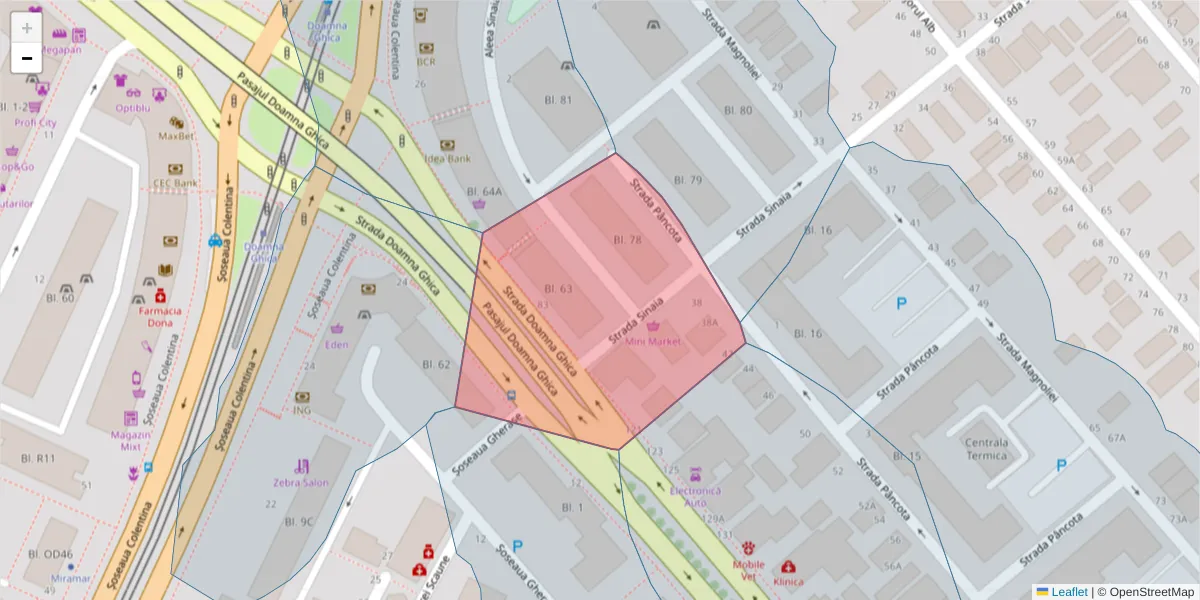 Hartă a codului poștal  și a codurilor poștale învecinate