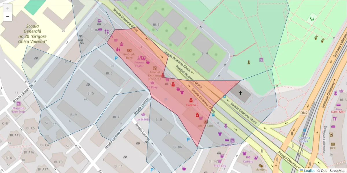 Hartă a codului poștal  și a codurilor poștale învecinate