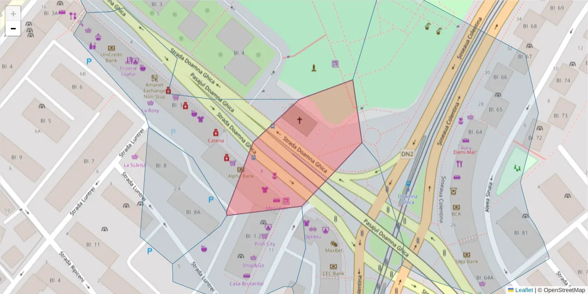 Hartă a codului poștal  și a codurilor poștale învecinate