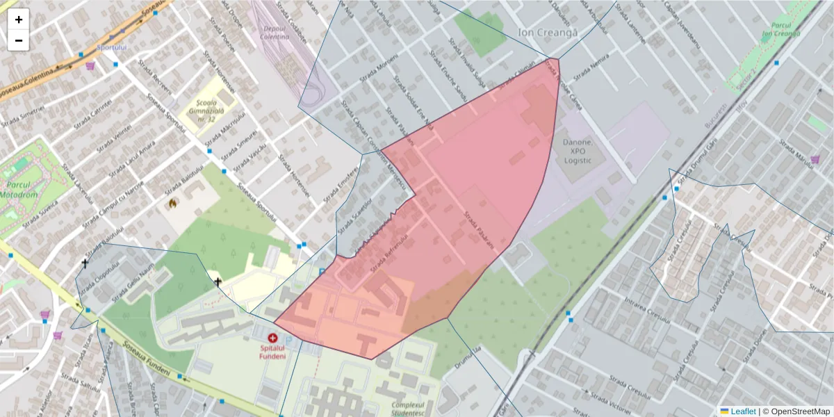 Hartă a codului poștal  și a codurilor poștale învecinate