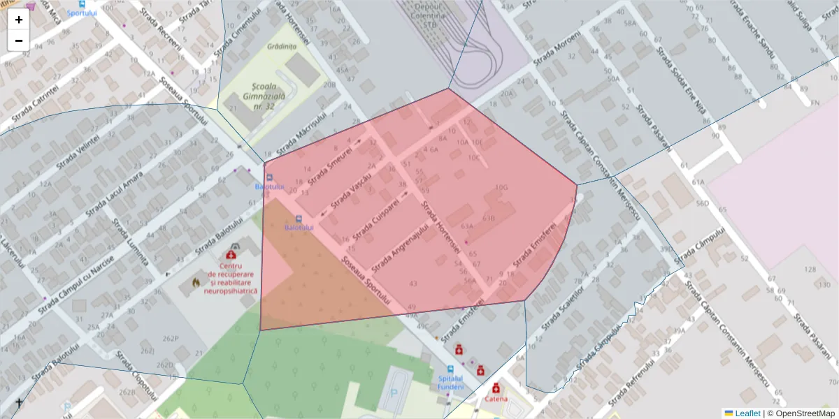 Hartă a codului poștal  și a codurilor poștale învecinate