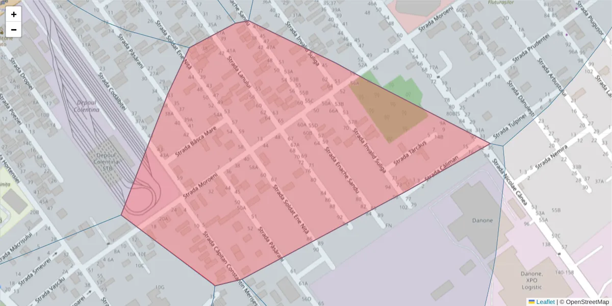 Hartă a codului poștal  și a codurilor poștale învecinate