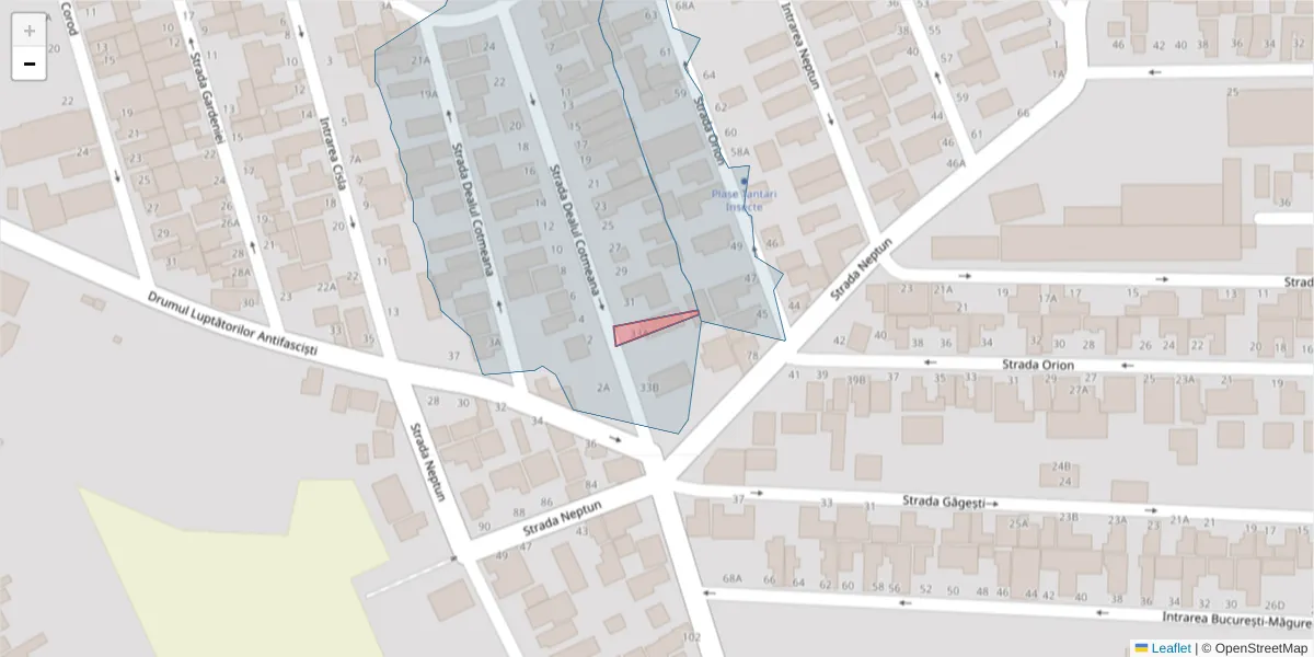 Hartă a codului poștal  și a codurilor poștale învecinate