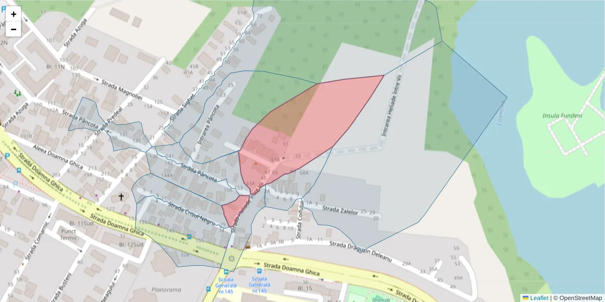 Hartă a codului poștal  și a codurilor poștale învecinate