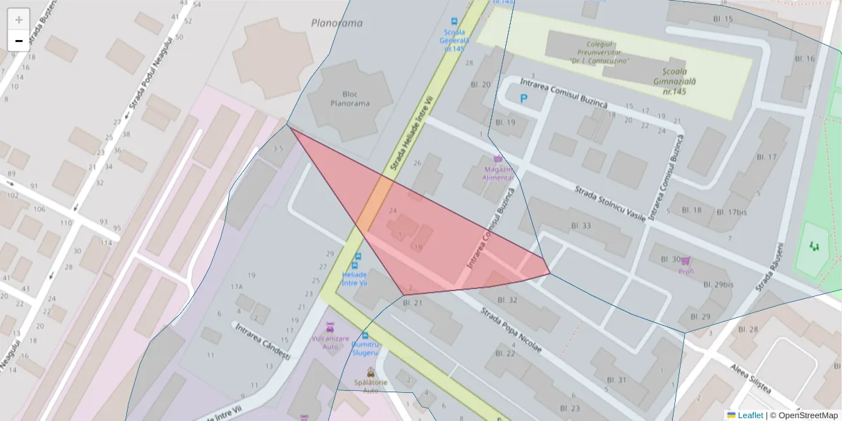 Hartă a codului poștal  și a codurilor poștale învecinate