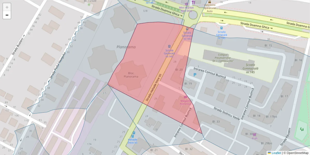 Hartă a codului poștal  și a codurilor poștale învecinate