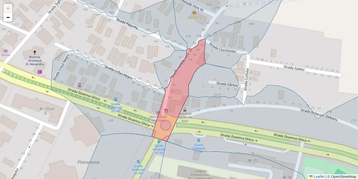 Hartă a codului poștal  și a codurilor poștale învecinate