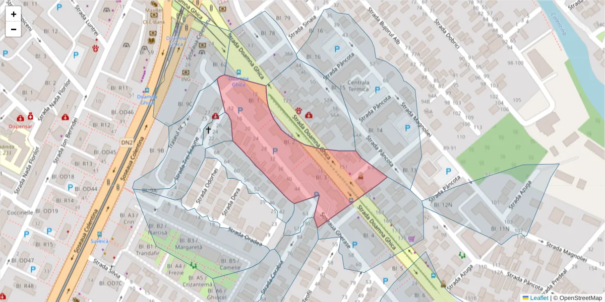 Hartă a codului poștal  și a codurilor poștale învecinate