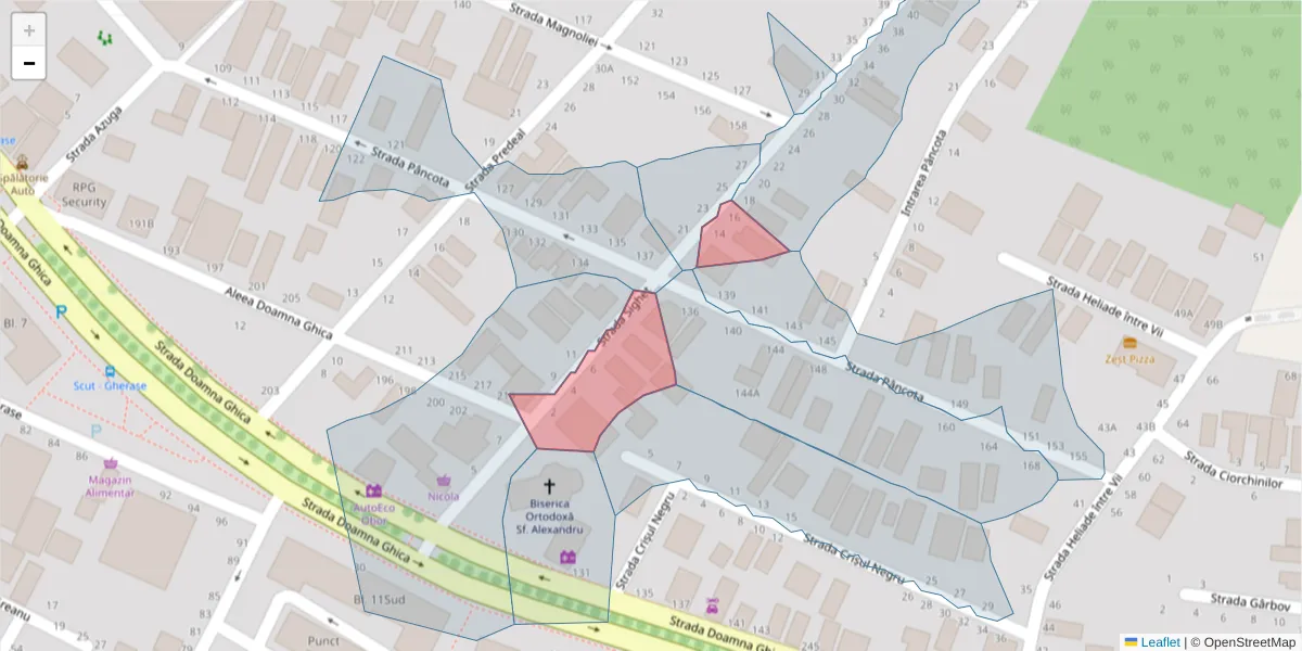 Hartă a codului poștal  și a codurilor poștale învecinate