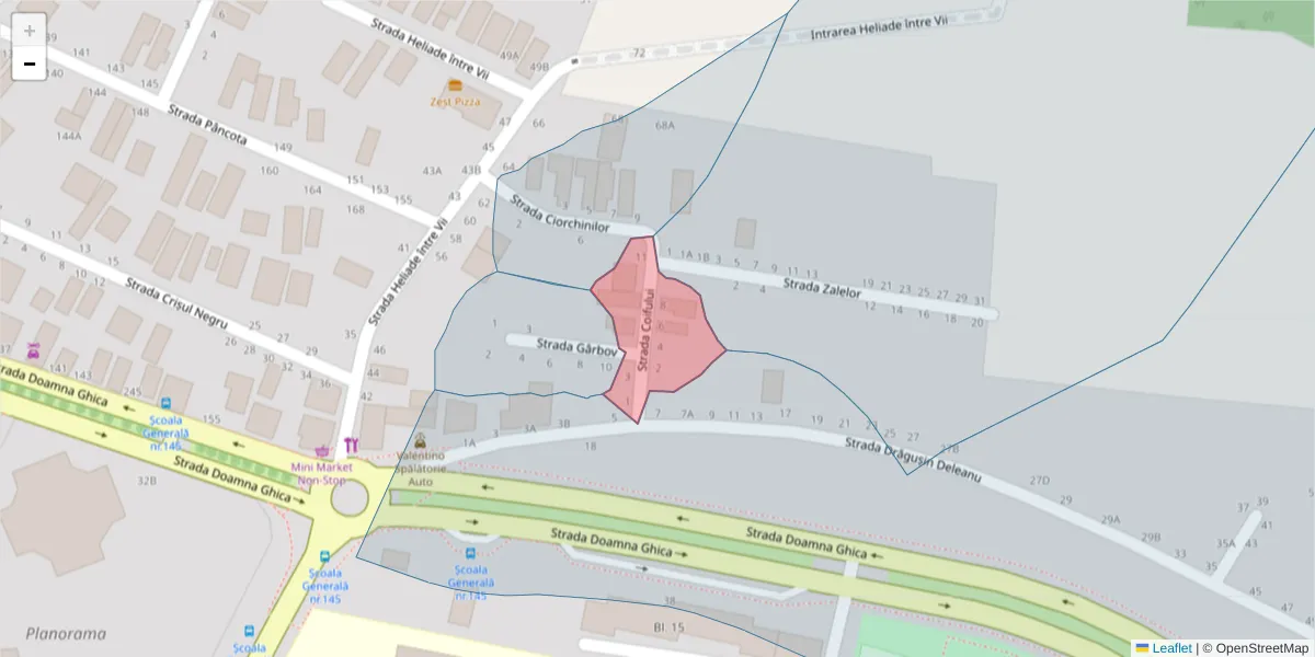 Hartă a codului poștal  și a codurilor poștale învecinate