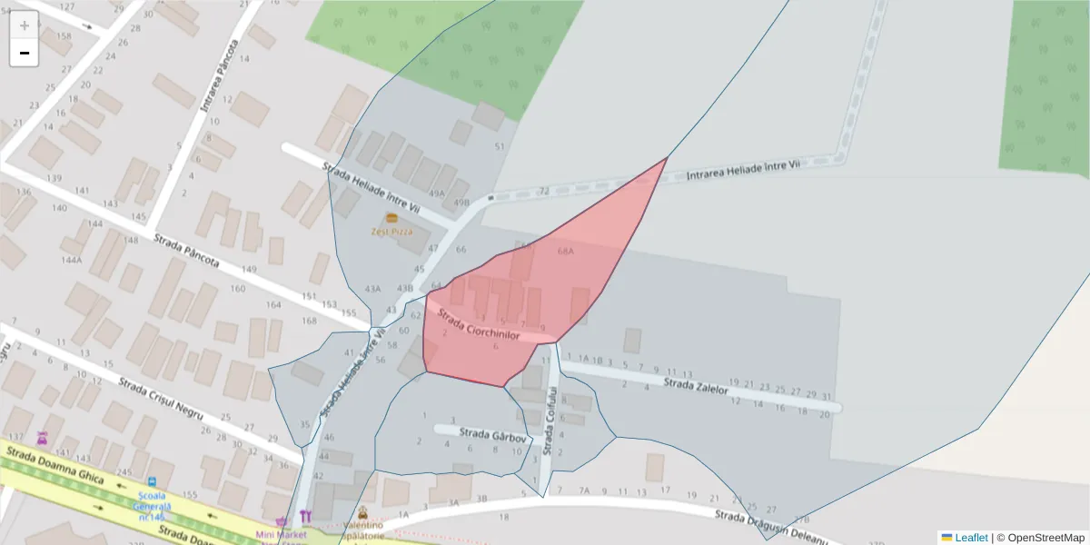 Hartă a codului poștal  și a codurilor poștale învecinate