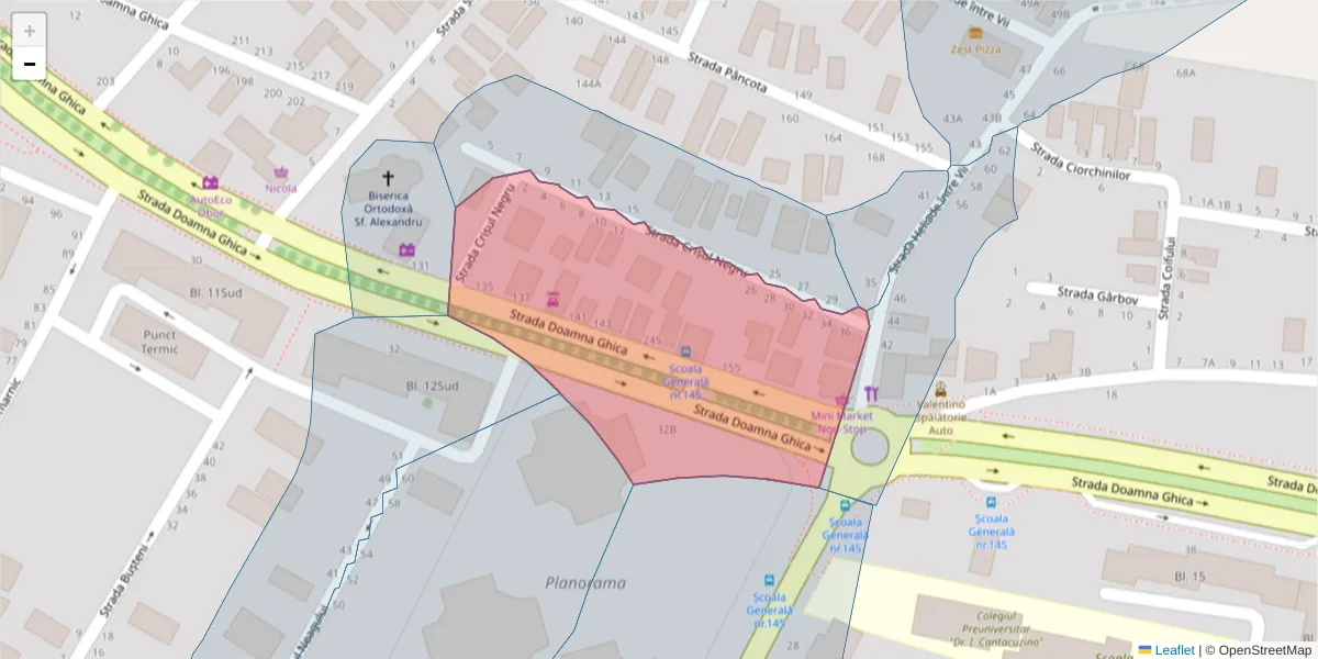 Hartă a codului poștal  și a codurilor poștale învecinate