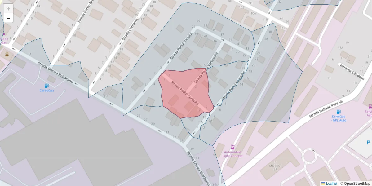 Hartă a codului poștal  și a codurilor poștale învecinate