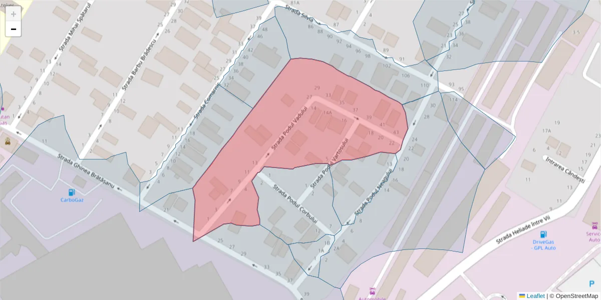 Hartă a codului poștal  și a codurilor poștale învecinate