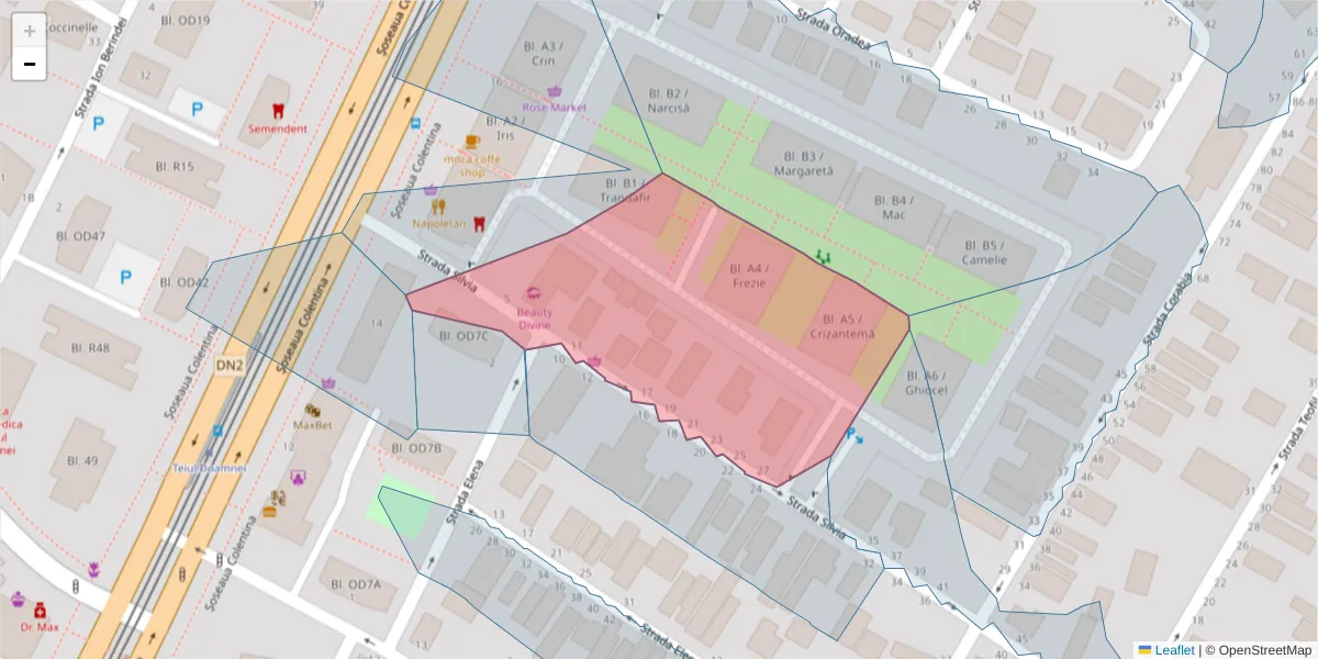 Hartă a codului poștal  și a codurilor poștale învecinate