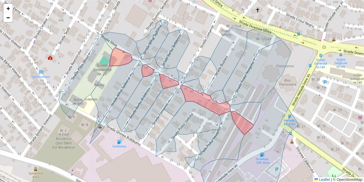 Hartă a codului poștal  și a codurilor poștale învecinate