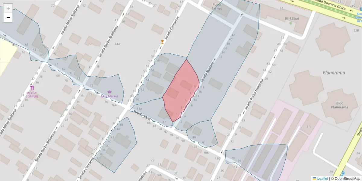 Hartă a codului poștal  și a codurilor poștale învecinate