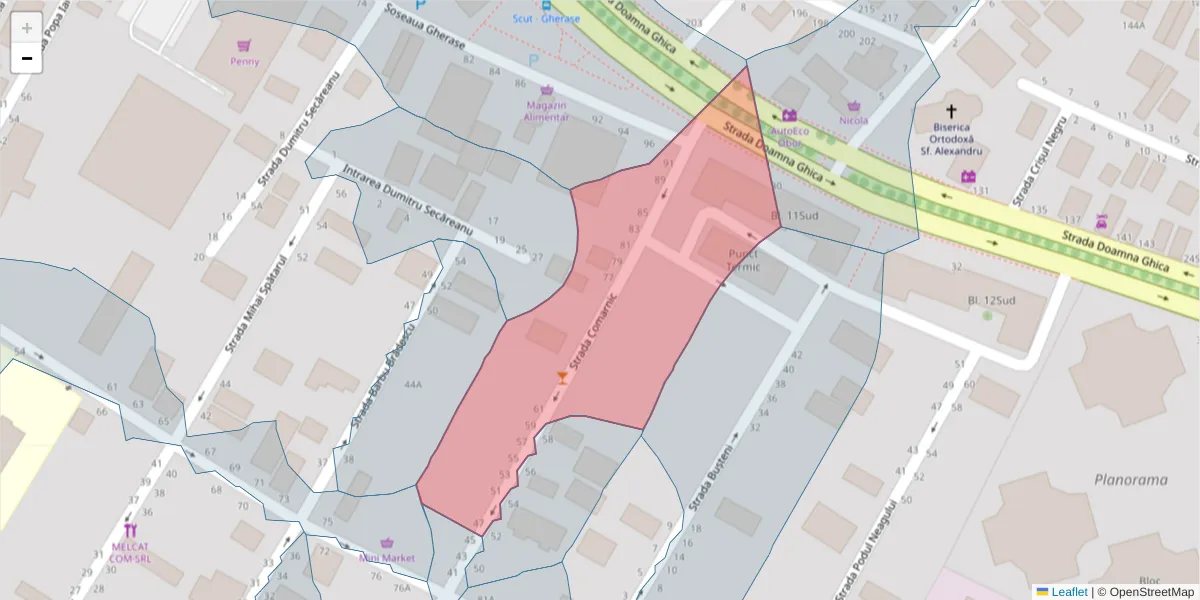 Hartă a codului poștal  și a codurilor poștale învecinate