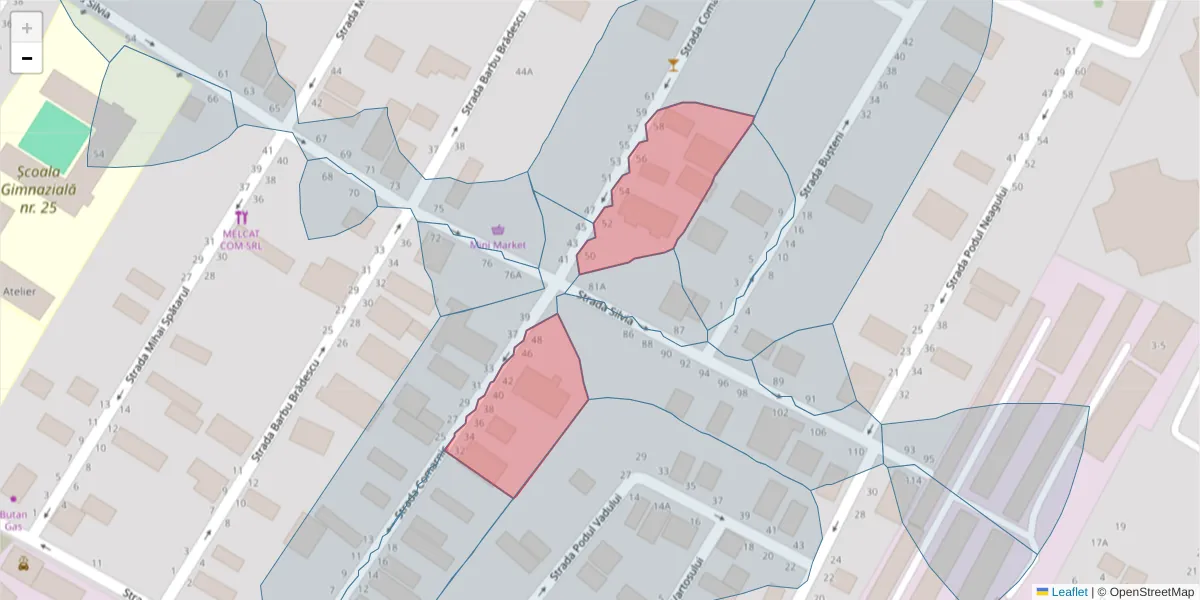 Hartă a codului poștal  și a codurilor poștale învecinate