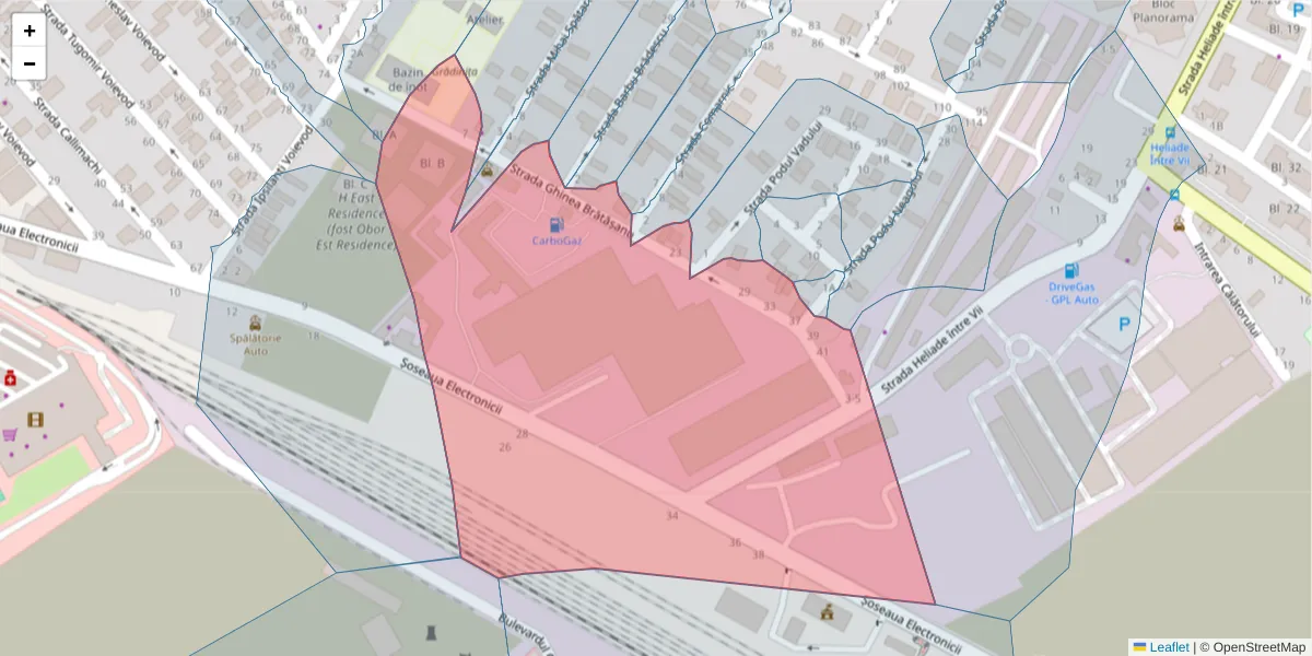 Hartă a codului poștal  și a codurilor poștale învecinate