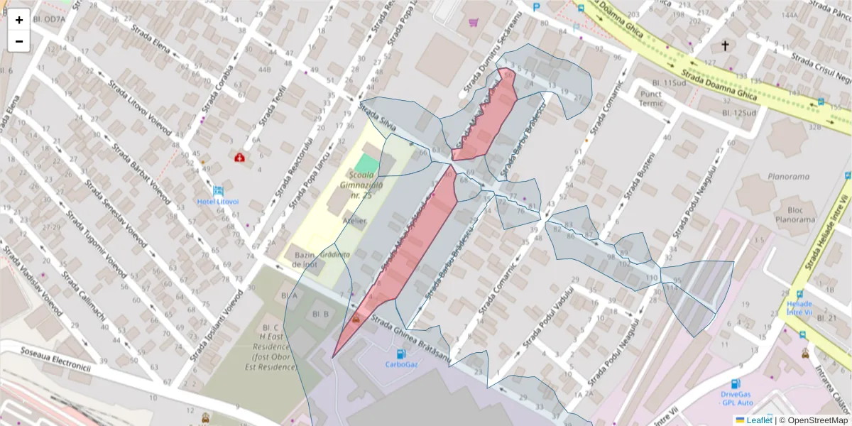 Hartă a codului poștal  și a codurilor poștale învecinate