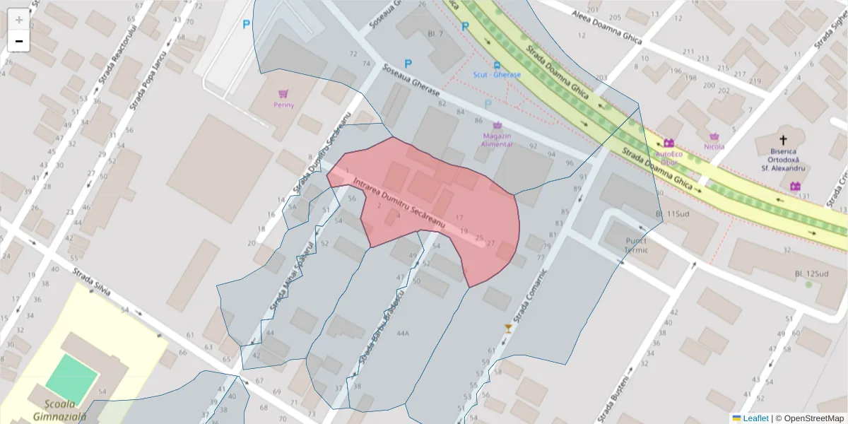 Hartă a codului poștal  și a codurilor poștale învecinate