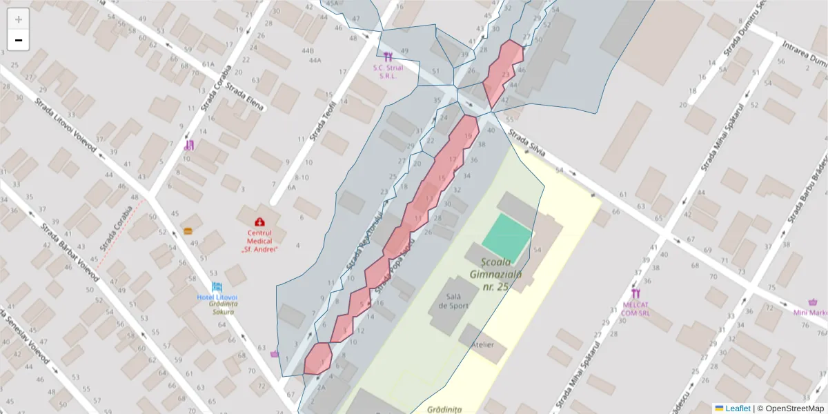 Hartă a codului poștal  și a codurilor poștale învecinate