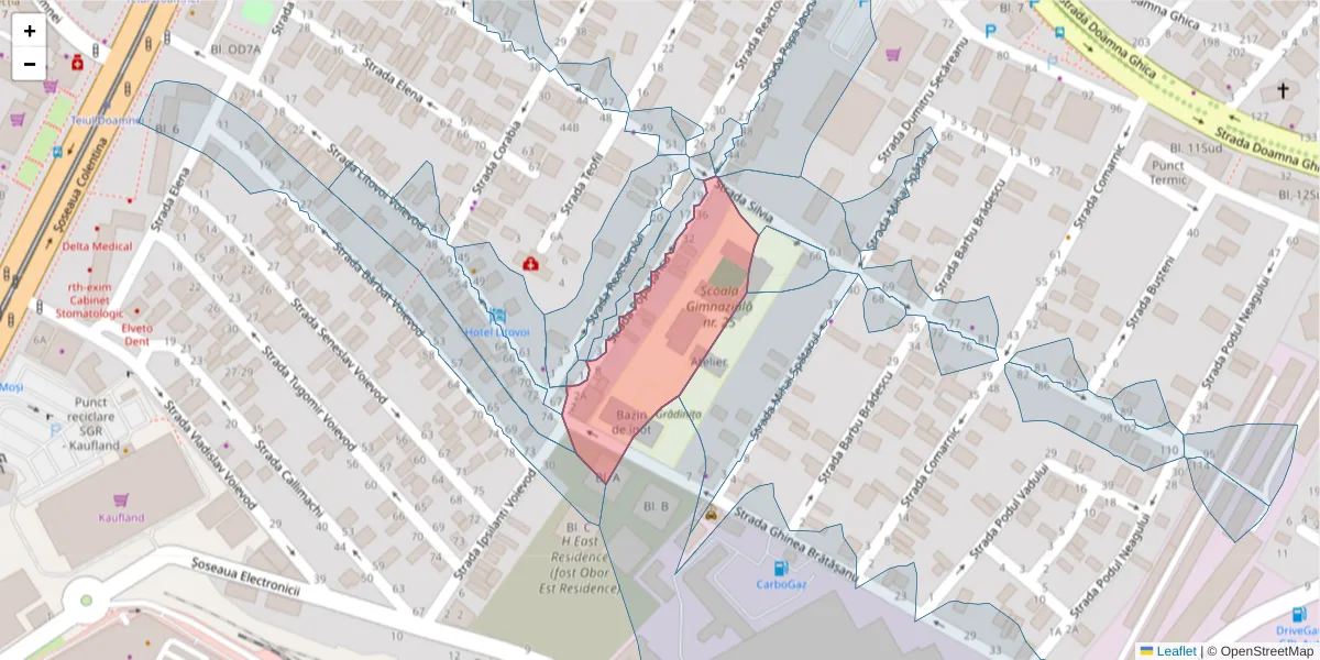 Hartă a codului poștal  și a codurilor poștale învecinate